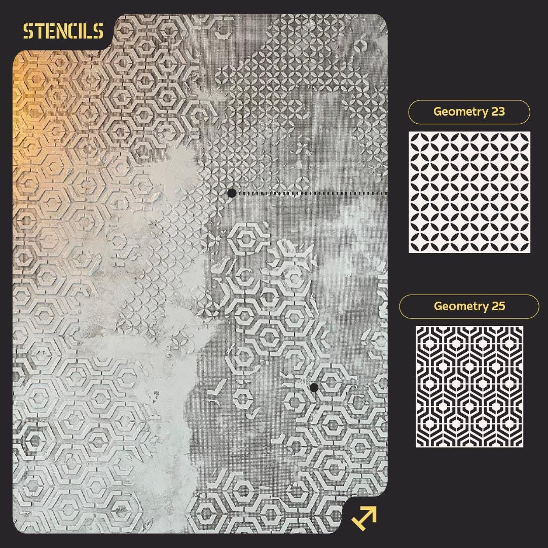 Concrete Wall Stencil, Texture Pattern Set, Cement Finish Design ...