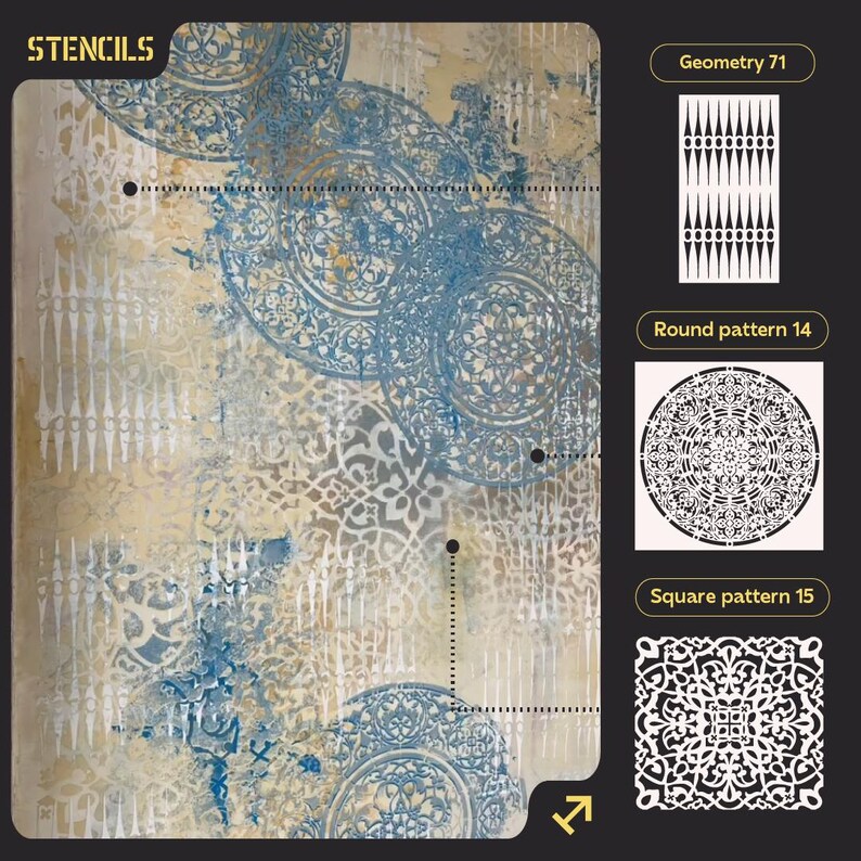 Geometric Stencil Set, Reusable Wall Stencils, Mandala and Pattern ...