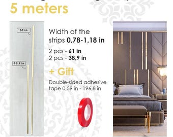 Decorative Gold Strip, Mirror Gold Strip Wall Decor, Mirror Golden Strips on the Wall or Furniture, Mirror Gold Molding, Wall Gold Stripes