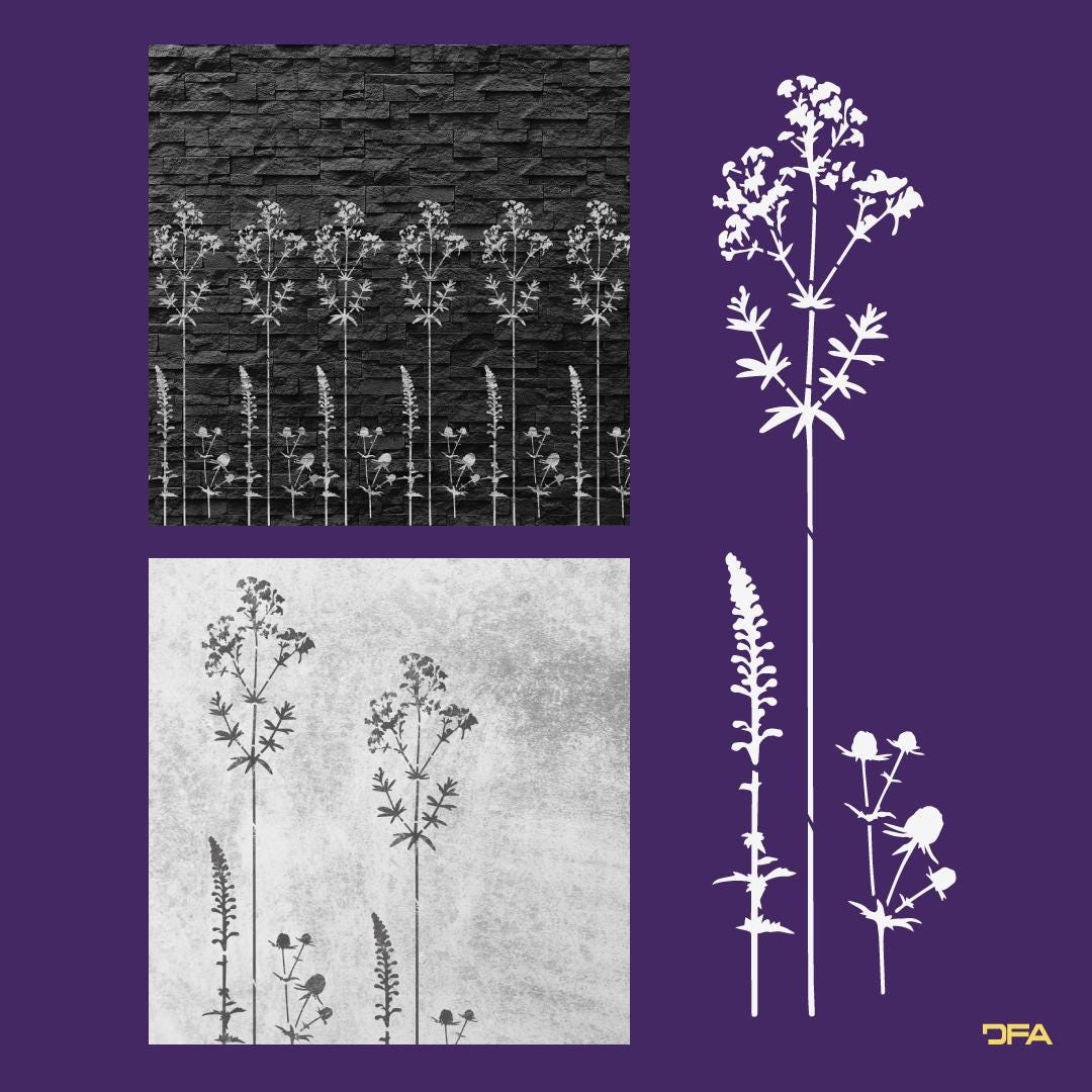 NAKLEO Border Muur Stencil 21x45cm, Klimop Klimplant Bloemen Patroon, Herbruikbare Plastic Sjabloon, Schilderen Streep DIY kunst en ambacht Home Decor, Stof Meubilair Hout Papier Patio