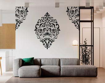 Damask Wall Stencil, Reusable Stencils for Wall, Damask Stencil, Unique Wall Decor, Stencil Tali&#39;s Brocade, Wall Stencil Pattern for Plaster