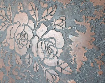Grande rose au pochoir, motif floral mural, modèle de peinture réutilisable, création artisanale à faire soi-même, décoration de meubles, art botanique, pochoir mural d'accent