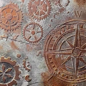 Steampunk Gear Stencils Set, Reusable Art Stencils for Wall Decor, Home Decor Pattern Templates, Reusable Texture Stencil, Mixed Media DIY