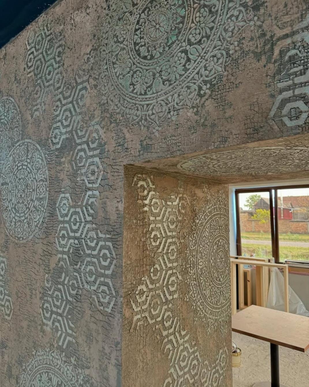 Wall Stencils Set, Large Geometric Patterns, Textured Relief Decorative ...