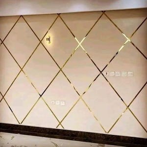Gold Wall Molding Strips, Shiny Decorative Gold Trim, Mirror Gold Wall Lines, Elegant Gold Accent Molding image 6