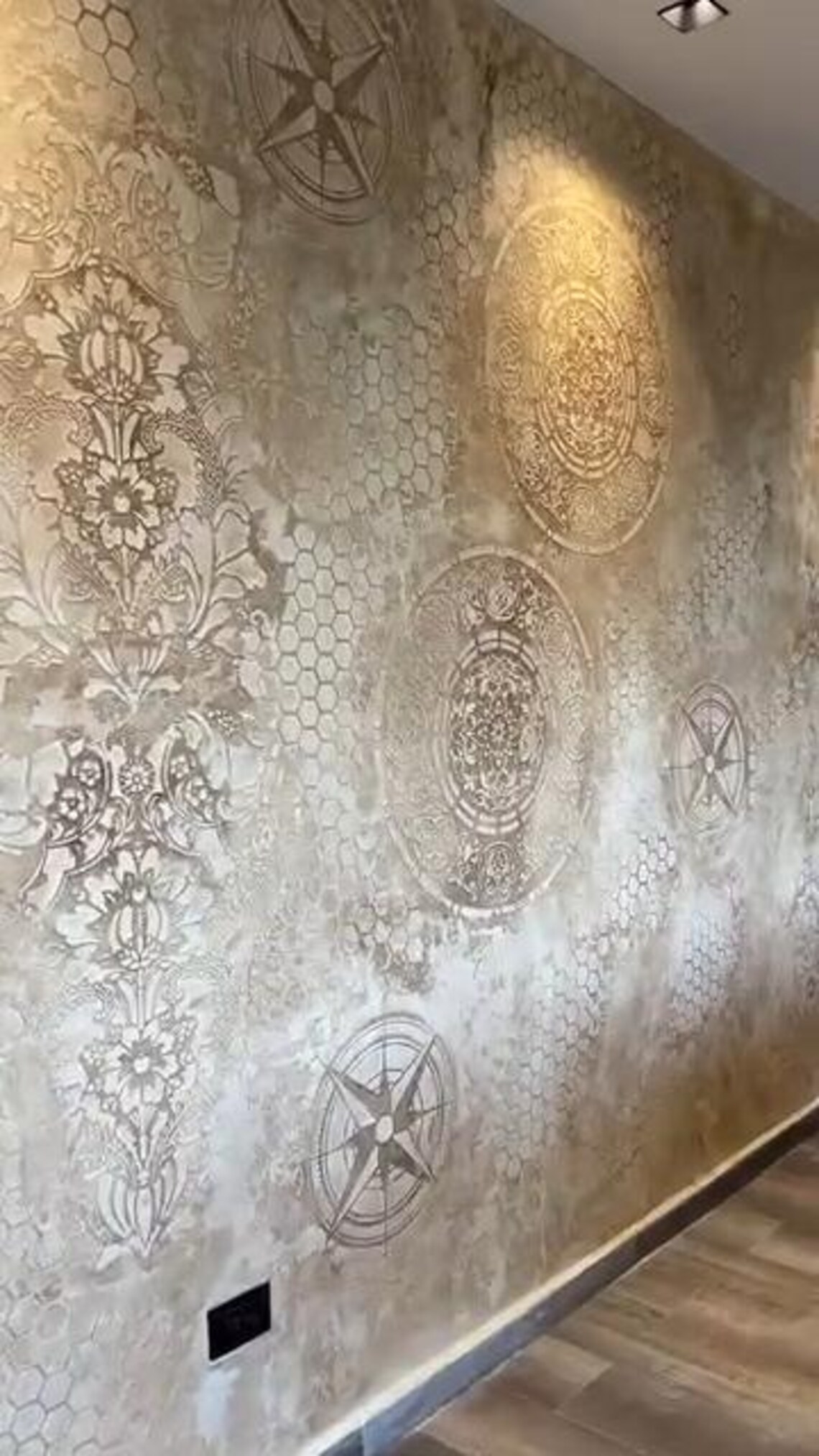 Moroccan Floral and Mandala Wall Stencil Set, Geometric Honeycomb ...