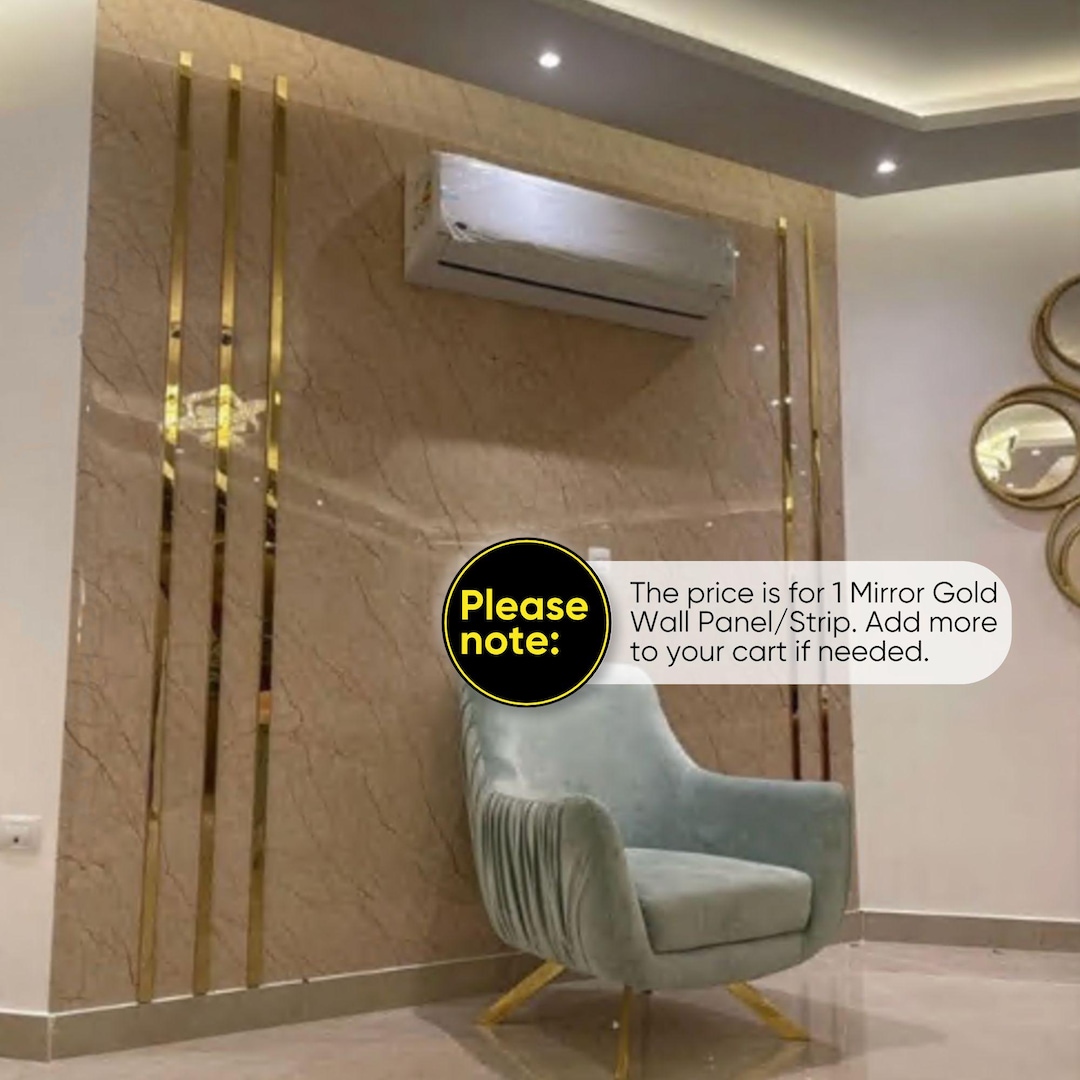 Stylish Wall Paneling, Gold Wall Paneling, Shiny Gold Wall Molding ...