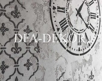 Plantilla de reloj de pared grande, plantilla de pared grande, patrón de plantilla de pared, plantilla de Mylar reutilizable para manualidades, plantilla de yeso para decoración del hogar