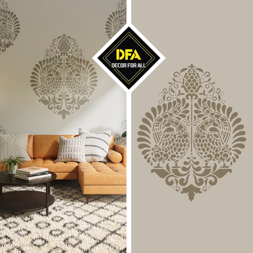 Damask Stencil for Walls, Wall Stencil Reusable, Wall Art for DIY Decor ...