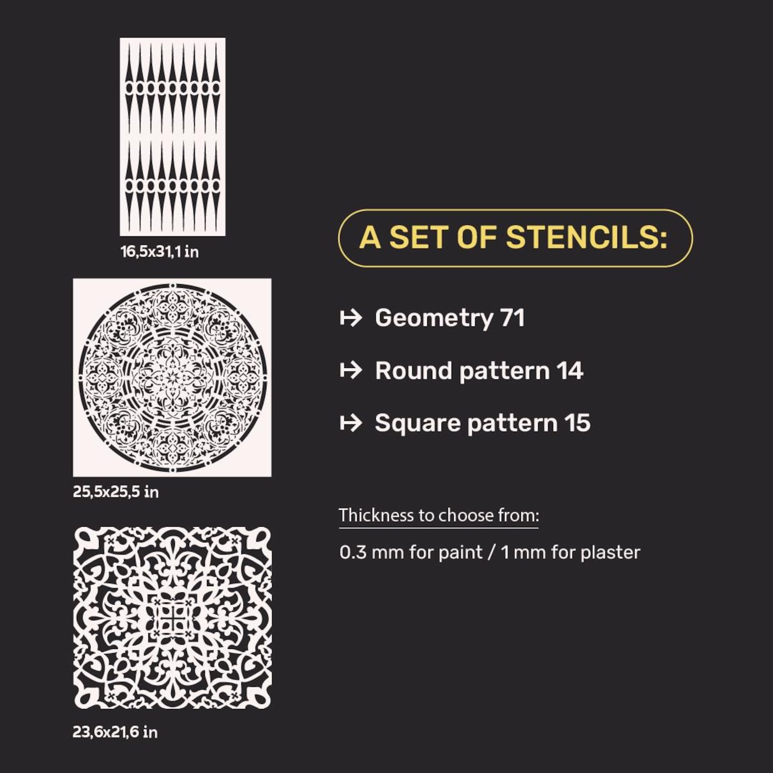 Geometric Stencil Set, Reusable Wall Stencils, Mandala and Pattern ...