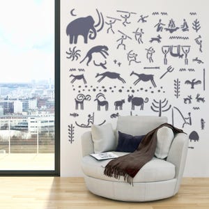 Prehistoric Cave Art Stencil, Ancient Rock Motif for Walls, Universal Stencil Template, Cave Painting Decorative Pattern, Ancient Rock Art