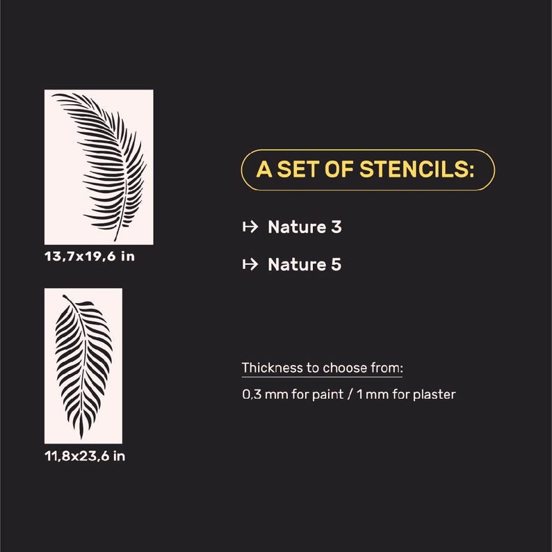 Wall Stencils Set Large Leaf Feather Designs, Large Decorative Stencils ...