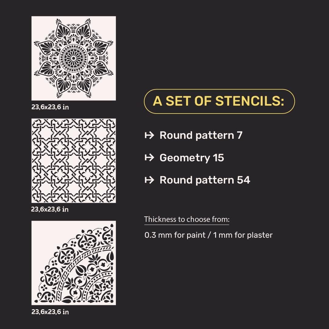 Wall Stencils Set, Moroccan Geometric Pattern Templates, Mandala ...