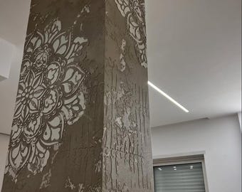 Mandala Wall Stencil Set, Reusable Geometric Stencil for Plaster and Paint, Decorative Column & Accent Wall Template, DIY Home Decor