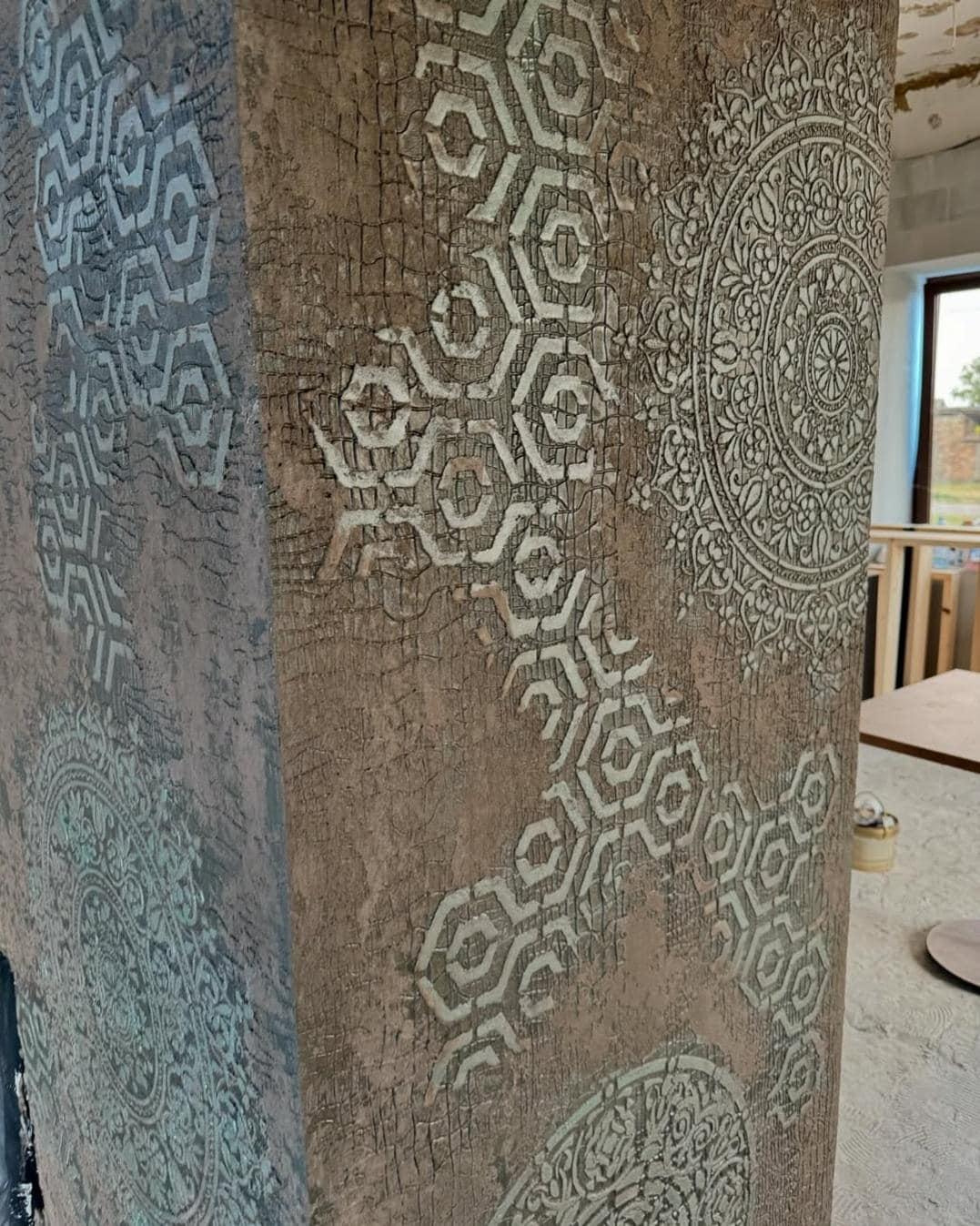 Wall Stencils Set, Large Geometric Patterns, Textured Relief Decorative ...