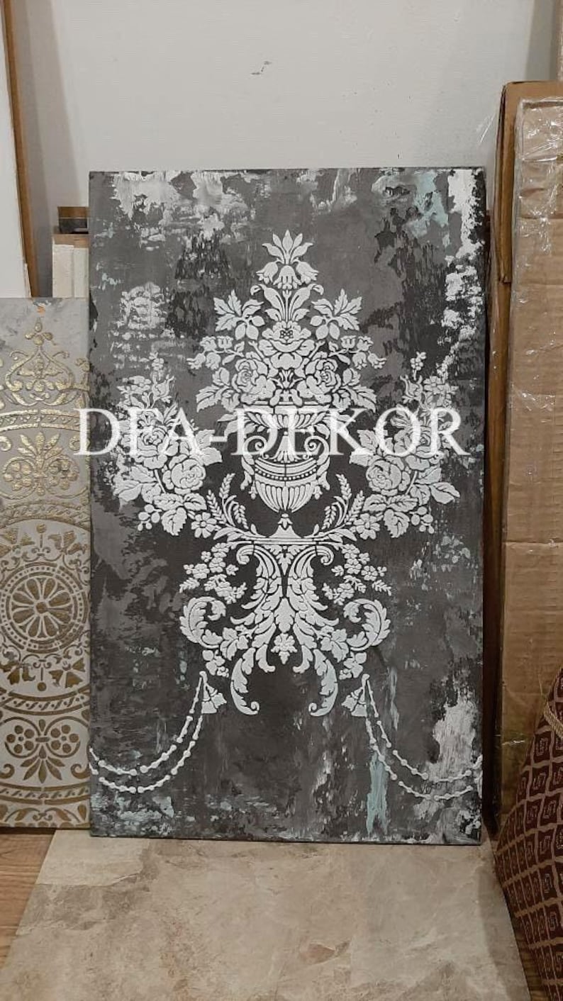 Reusable Floral Damask Stencil, Unique Mylar Stencils for Home Decor ...