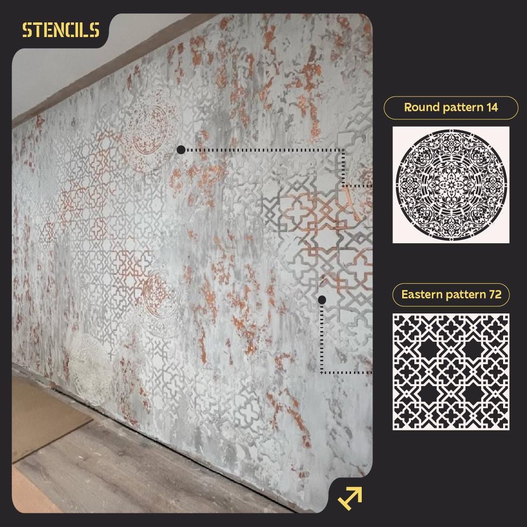 Wall Stencil Set, Eastern Pattern Templates, Reusable Stencils ...