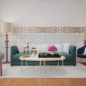 Wall Art Stencils, Border Stencil for Walls, Ornate Border Pattern, Geometric Stencil, Reusable Stencils, Geometric Wall Stencil for Plaster