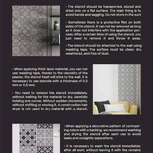 3-piece Wall Stencil Set, Moroccan Tile, Floral Mandala and Geometric ...