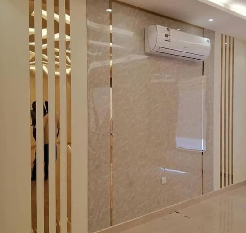 Gold Wall Molding Strips, Shiny Decorative Gold Trim, Mirror Gold Wall Lines, Elegant Gold Accent Molding image 7