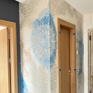 Wall Textured Stencil Set, Mandala Wall Stencil for Plaster, Eastern Pattern Stencil, DIY Wall Decor, Geometric Stencil, Home Decor Stencil
