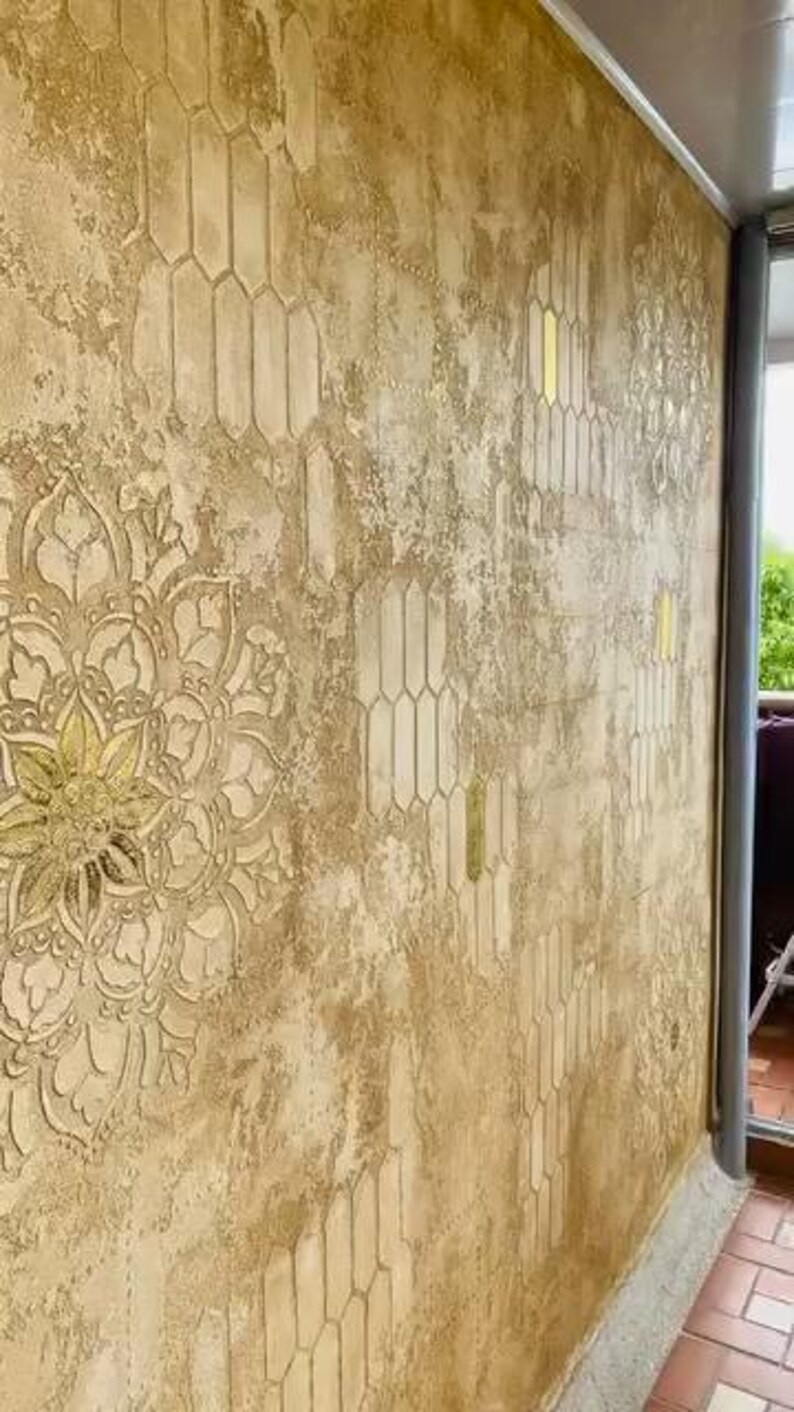 3-piece Wall Stencil Set, Moroccan Tile, Floral Mandala and Geometric ...