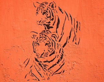 Tiger Stencil for Painting, Reusable Wild Animal Wall Art Template, Tiger Family Decor for Furniture, Canvas, Signs and DIY Home Projects