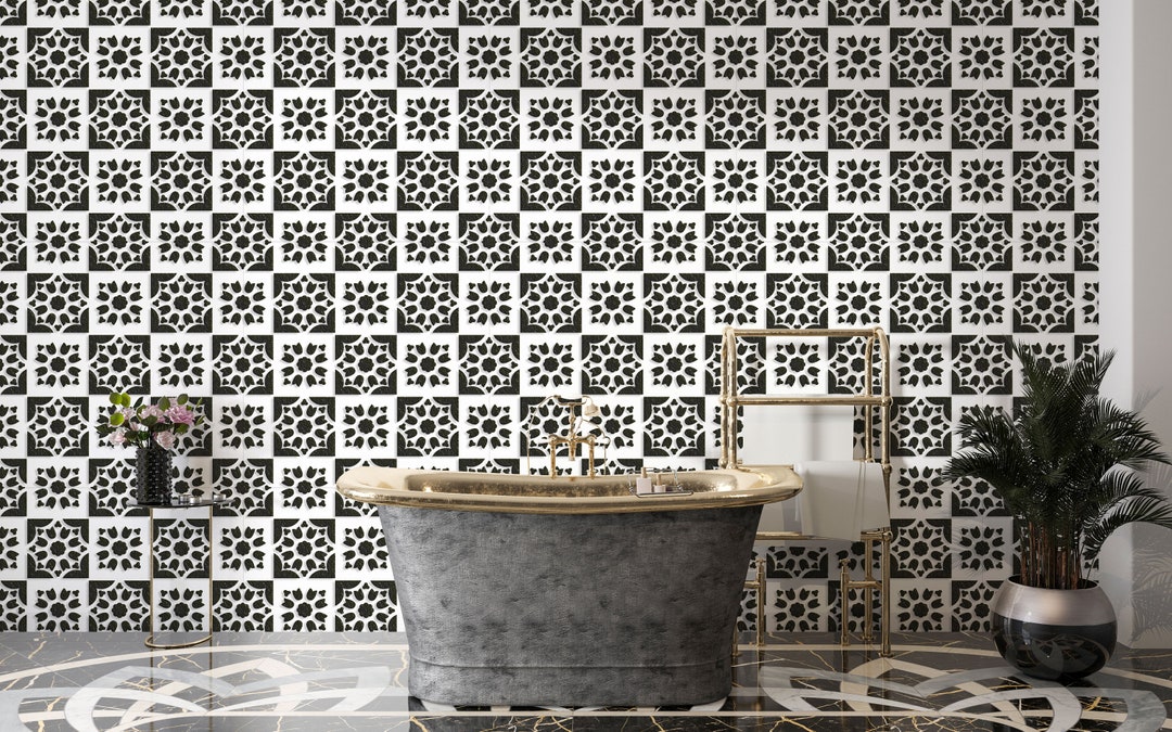 Bathroom Tile Stencils, Unique Design Room, Tile Wall Floor Stencils