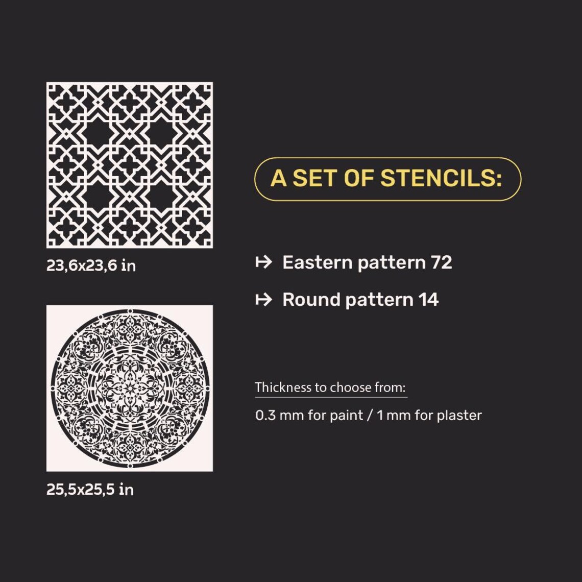 Wall Stencil Set, Eastern Pattern Templates, Reusable Stencils ...