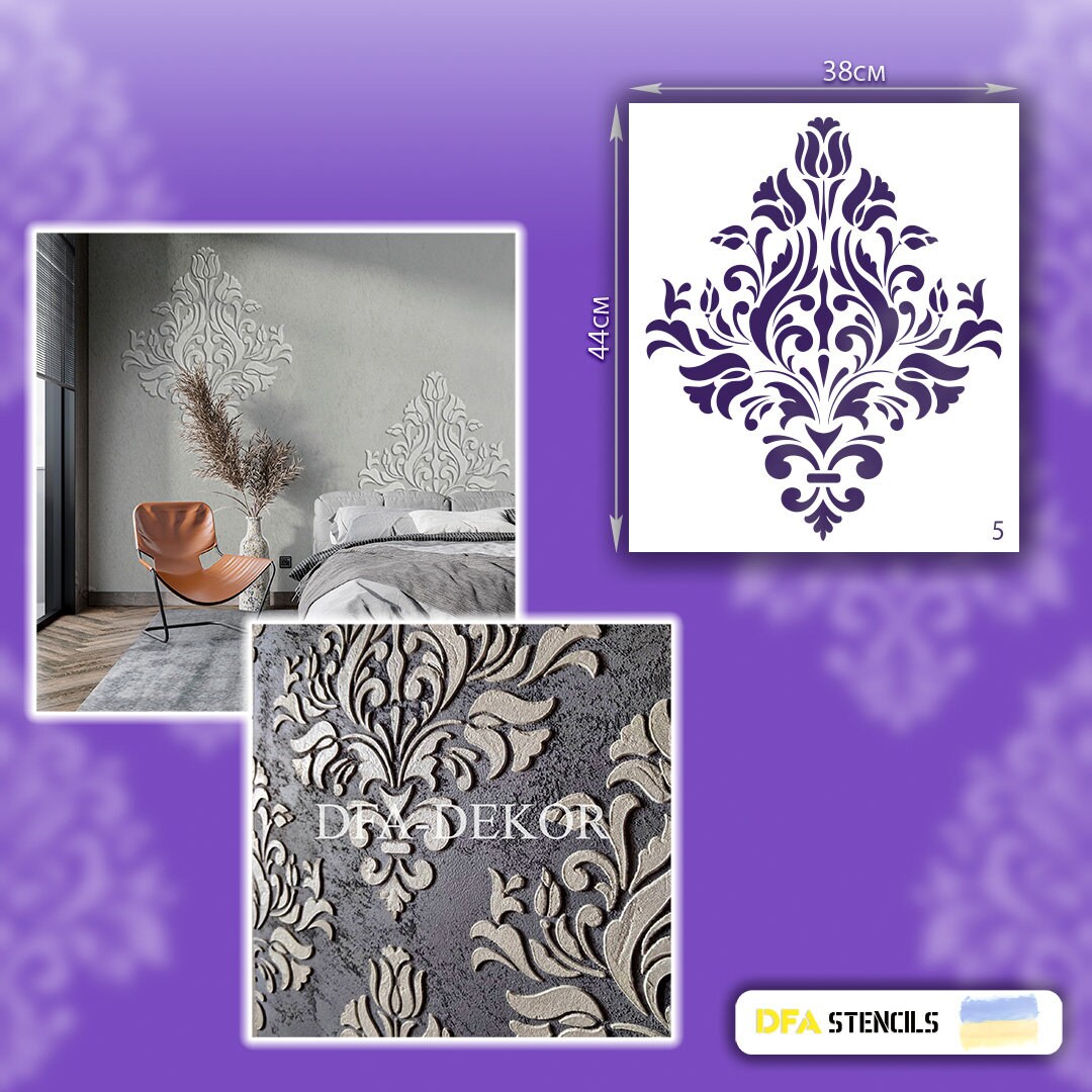 Damask Wall Stencil, Damask Design, Mylar Stencil, Home Decor & Craft ...