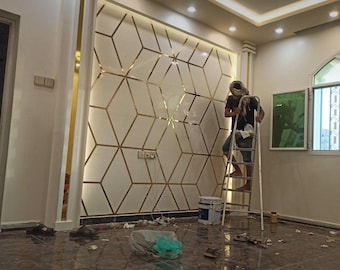 Gold Wall Molding Strips, Shiny Decorative Gold Trim, Mirror Gold Wall Lines, Elegant Gold Accent Molding