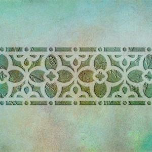 Moorish Wall Stencil for Plaster, Boho Stencil for Painting Walls, Reusable Template for DIY Interior Decor, Moroccan Border Stencil