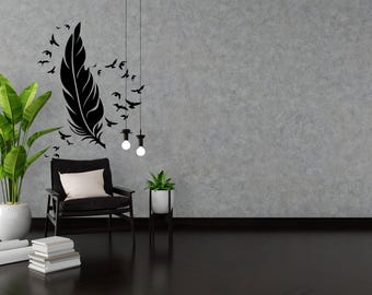 Feathers Wall Art, Feather Stencils, Stencil for Painting Wood, Wall Stencil DIY, Reusable Template, Wall Decor for Bedroom, Pattern Stencil