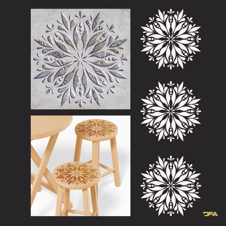 Round Wall Stencil, Geometric Pattern Template, DIY Mandala Stencil ...