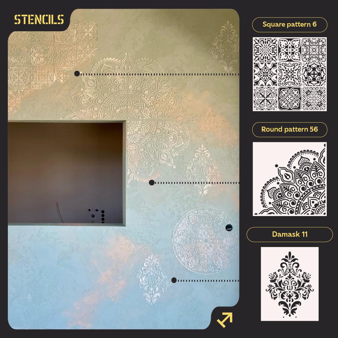 Stencil Set Accent Wall Design Large Mandala Pattern Wall Paint Stencil ...