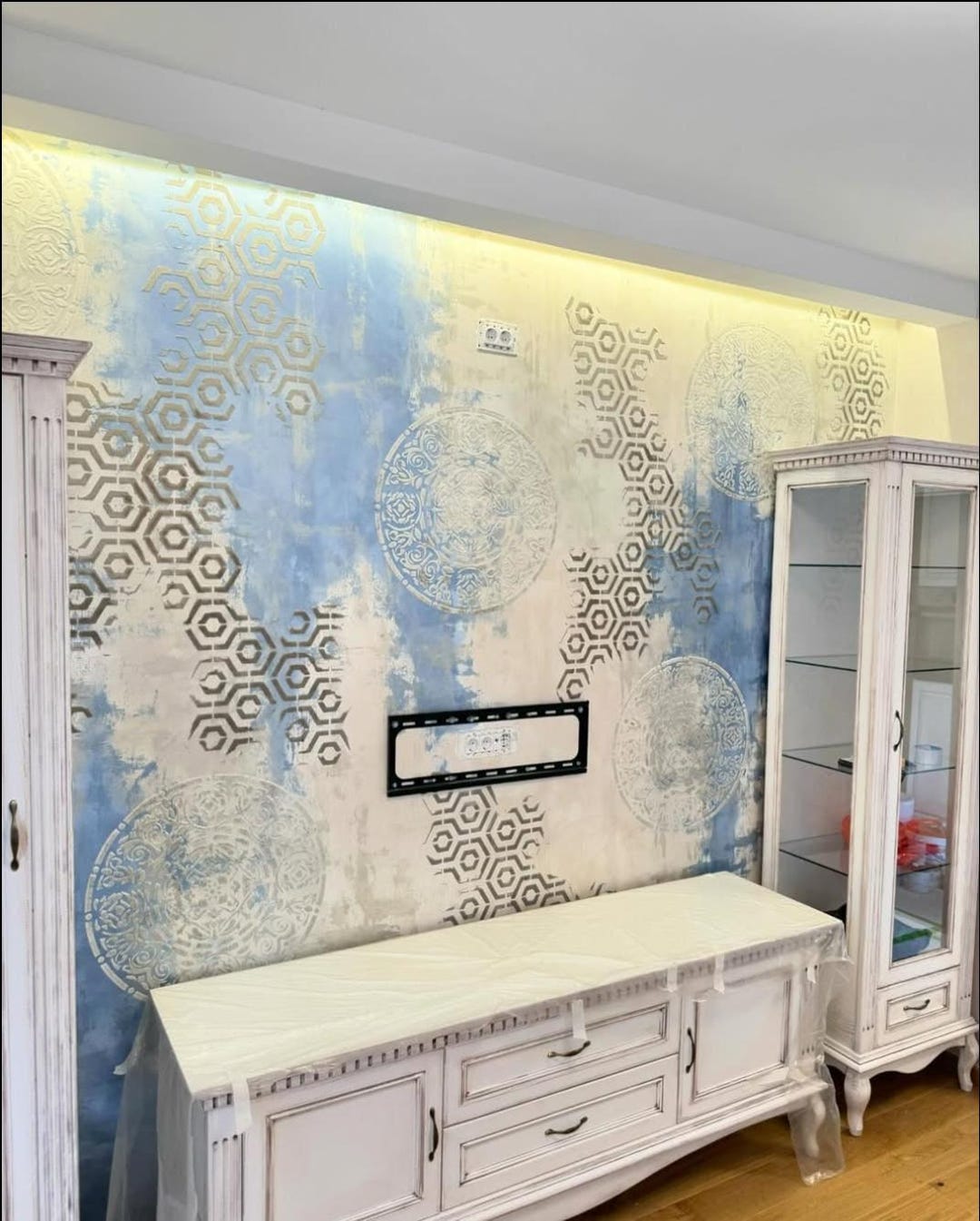 Decorative Wall Stencils Set, Large Reusable Stencils, Mandala Damask ...