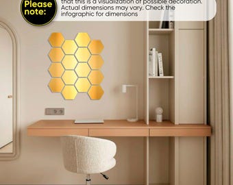 Espejo de pared con diseño de panal, espejos acrílicos geométricos, azulejos hexagonales dorados o plateados, decoración moderna del hogar, arte de pared DIY, pegatinas.
