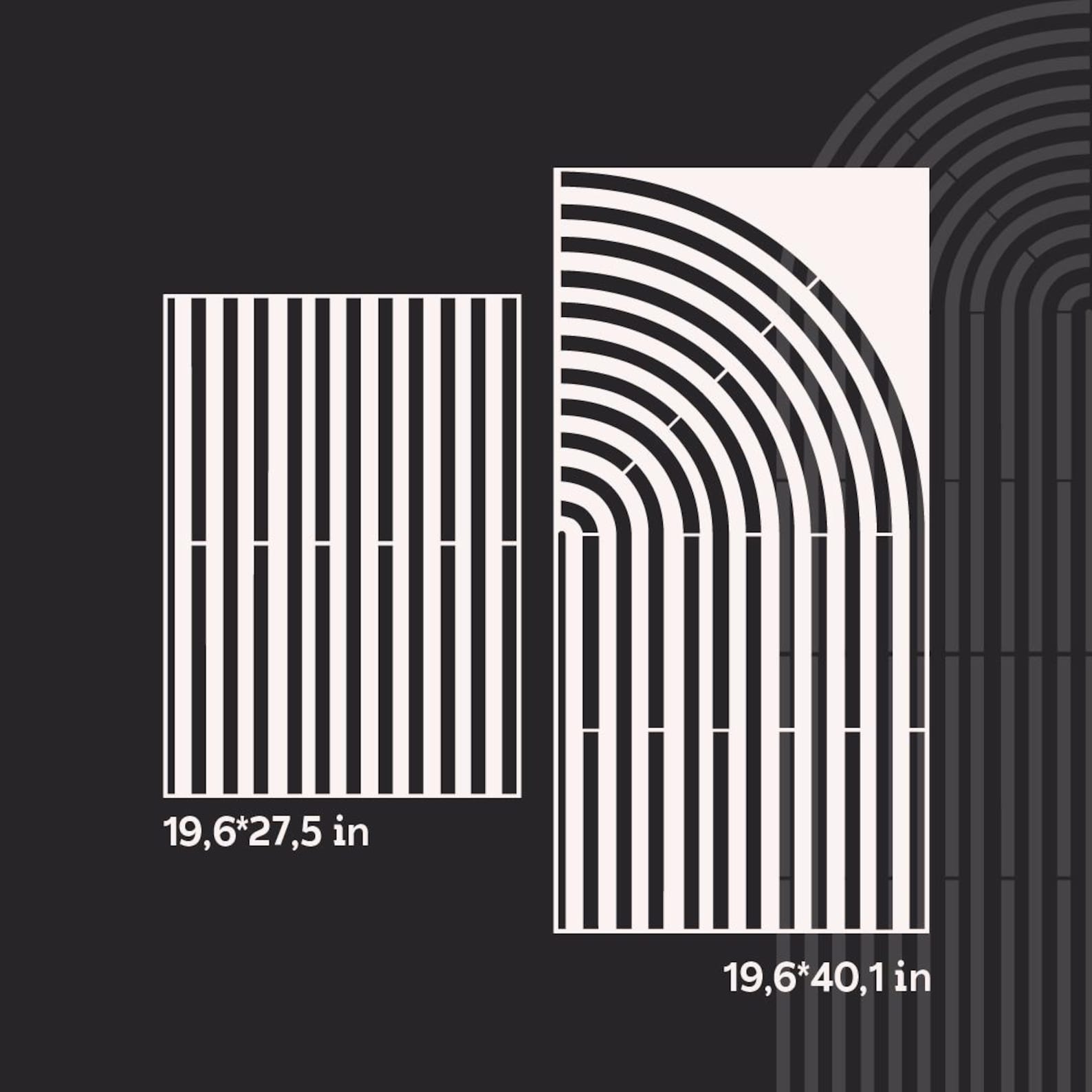Geometric Wall Stencil, Modern Line Pattern Stencil, Wall Texture ...