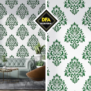 Damastpatroonstencil, muurpatroon, huisdecorstencil, schilderijsjablonen voor muren, meubels en stof, herbruikbare mylar, binnenhuisarchitect keuze