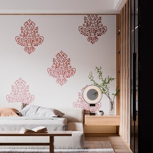 Stencil da parete damascati, decorazione soggiorno, parete decorativa camera da letto, stencil da parete bagno, design cucina, arte da parete ingresso, murale sala da pranzo