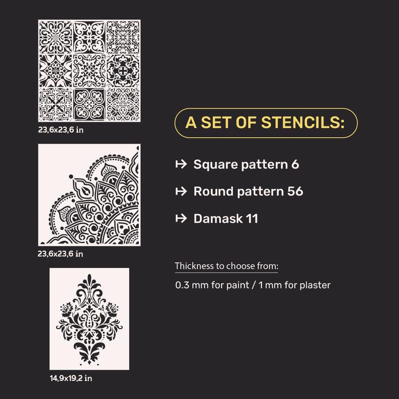 Stencil Set Accent Wall Design Large Mandala Pattern Wall Paint Stencil ...