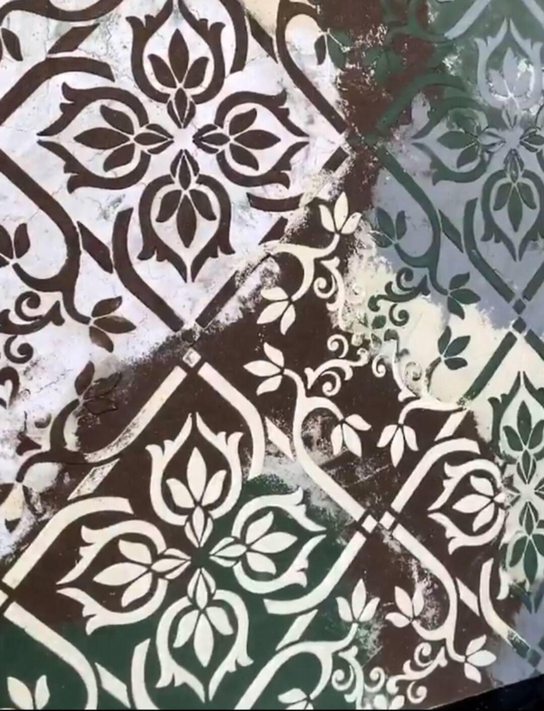 Large Wall Tile Stencil for Painting, Reusable Damask Wall Pattern, DIY ...