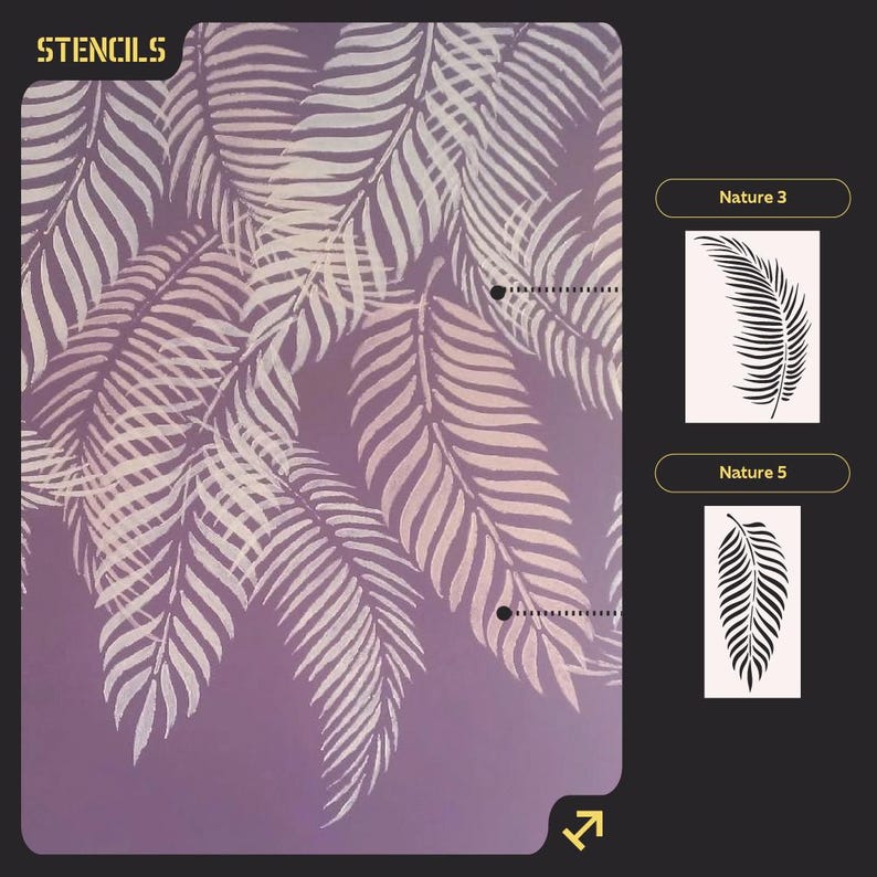 Wall Stencils Set Large Leaf Feather Designs, Large Decorative Stencils ...