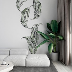 Leaf stencil for painting, Tropical leaf pattern stencil, Leaves Stencil, Decorative Fern Wall Stencil, Botanical stencil for fabric