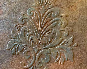 Damask Wall Stencils, Vintage Floral Decor, Transfers for Furniture, Large Damask Stencils, Botanical Wall Pattern, Repeating Wall Stencils