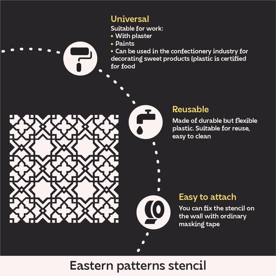 Multi-purpose Pattern Stencil for Decorative Plaster, Reusable Eastern ...