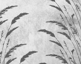 Reed Wall Stencil, Reeds Wall Stencil, Grass Blades, Reeds Stencil, Nature Designs, Dried Grass Stencil, Pampas Grasses, Reeds Wall Art