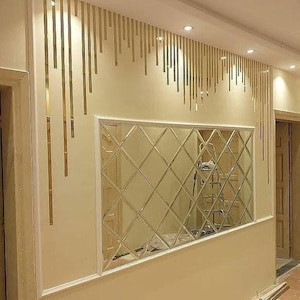 Gold Wall Molding Strips, Shiny Decorative Gold Trim, Mirror Gold Wall Lines, Elegant Gold Accent Molding image 9
