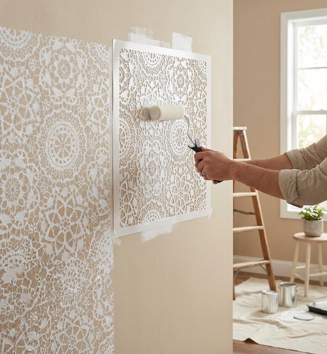 Large Mandala Wall Stencil for Painting or Plaster, Reusable Lace ...