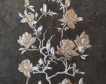 Flower Stencil, Reusable Flower Stencils for Wall, Reusable Mylar Stencil, Flower Plaster Template Stencil